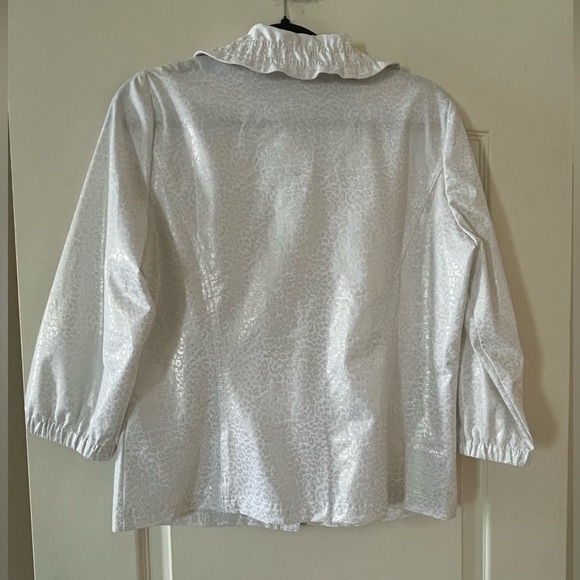 Chico’s Sleek White Jacket 3/4 Sleeve with Double front Pockets Women’s Size S - Picture 12 of 14